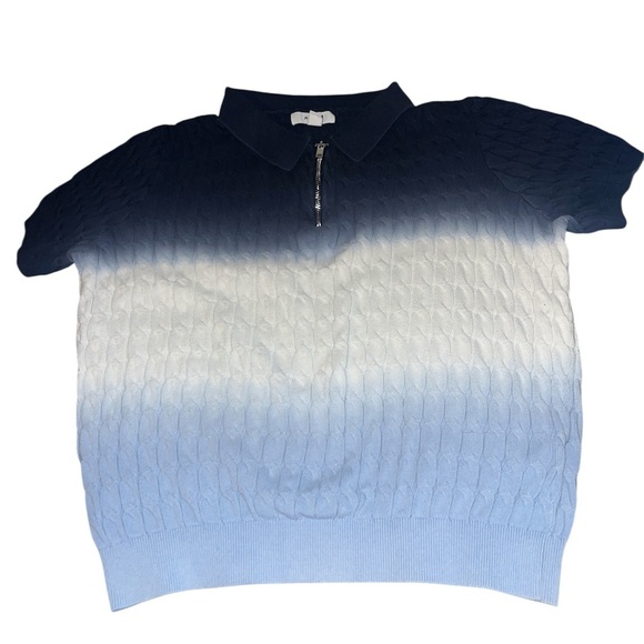 Reiss Navy Textured Knit Top - Picture 1 of 6